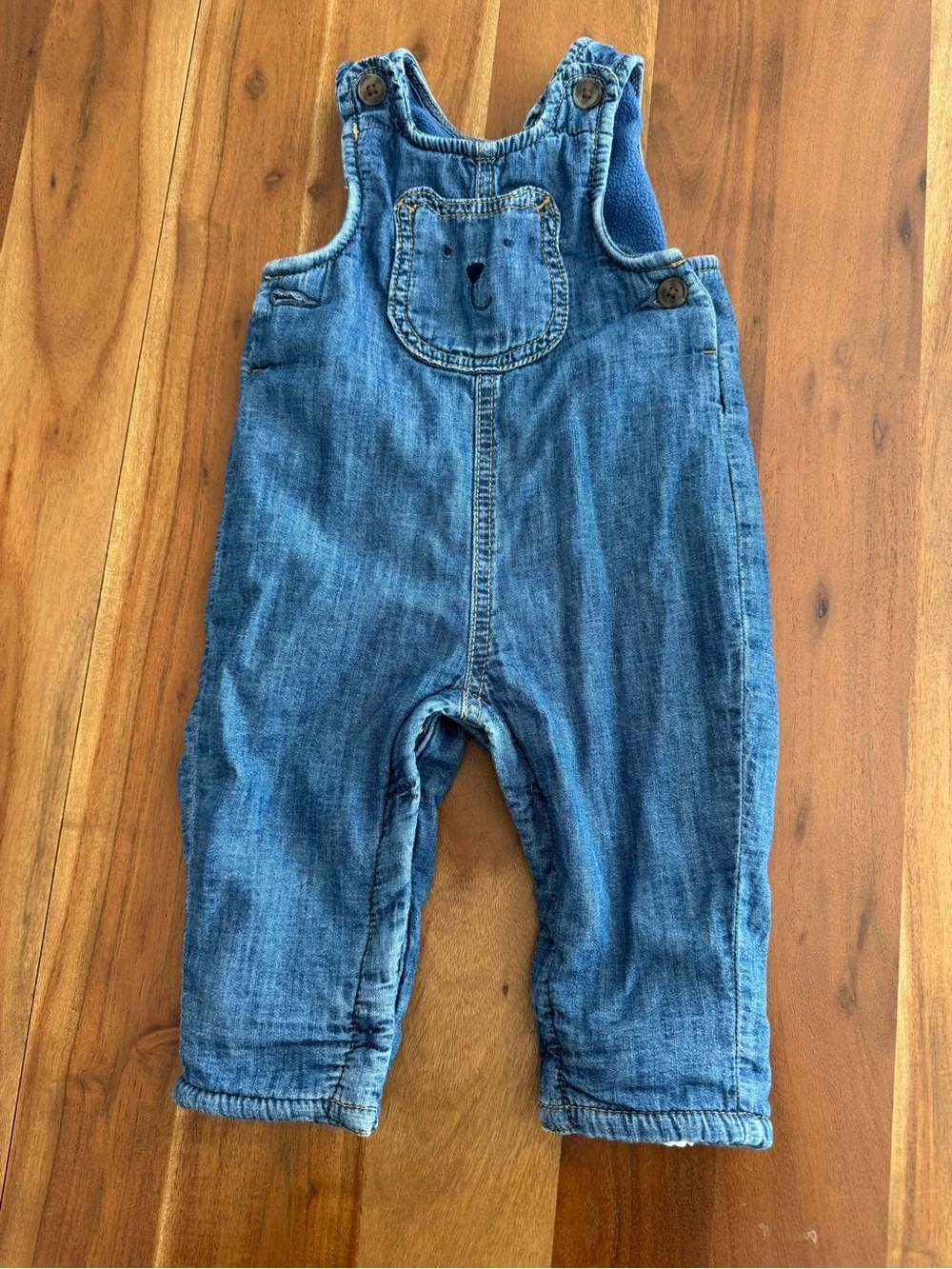 GAP Baby Blue Denim Sherpa-Lined Baby Overalls